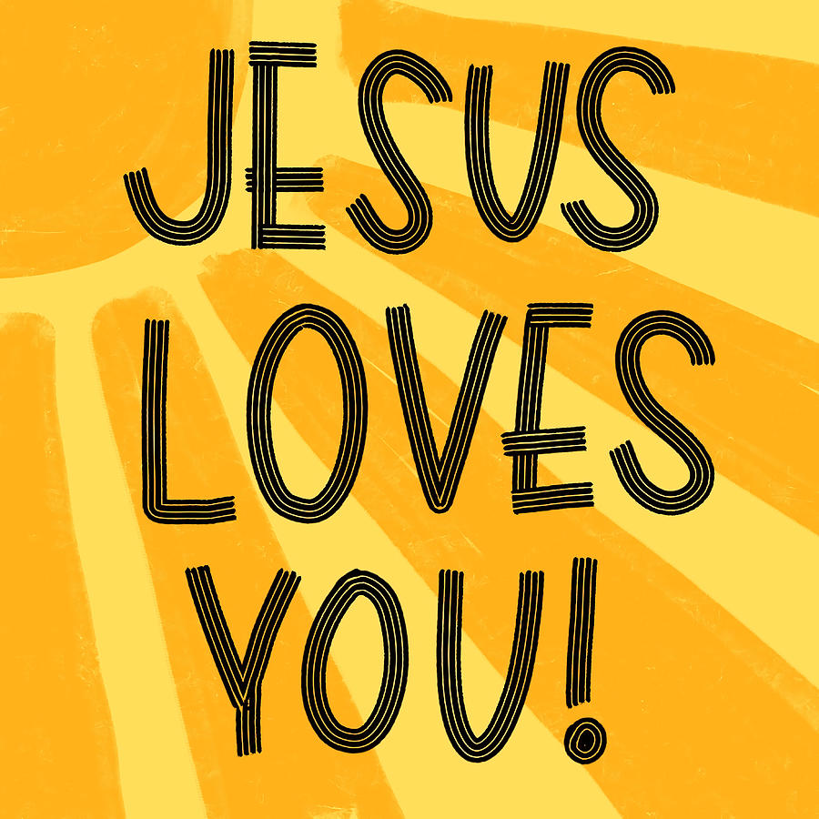 Jesus Loves You Poster blue funny Painting by Ashley Eva - Fine Art America