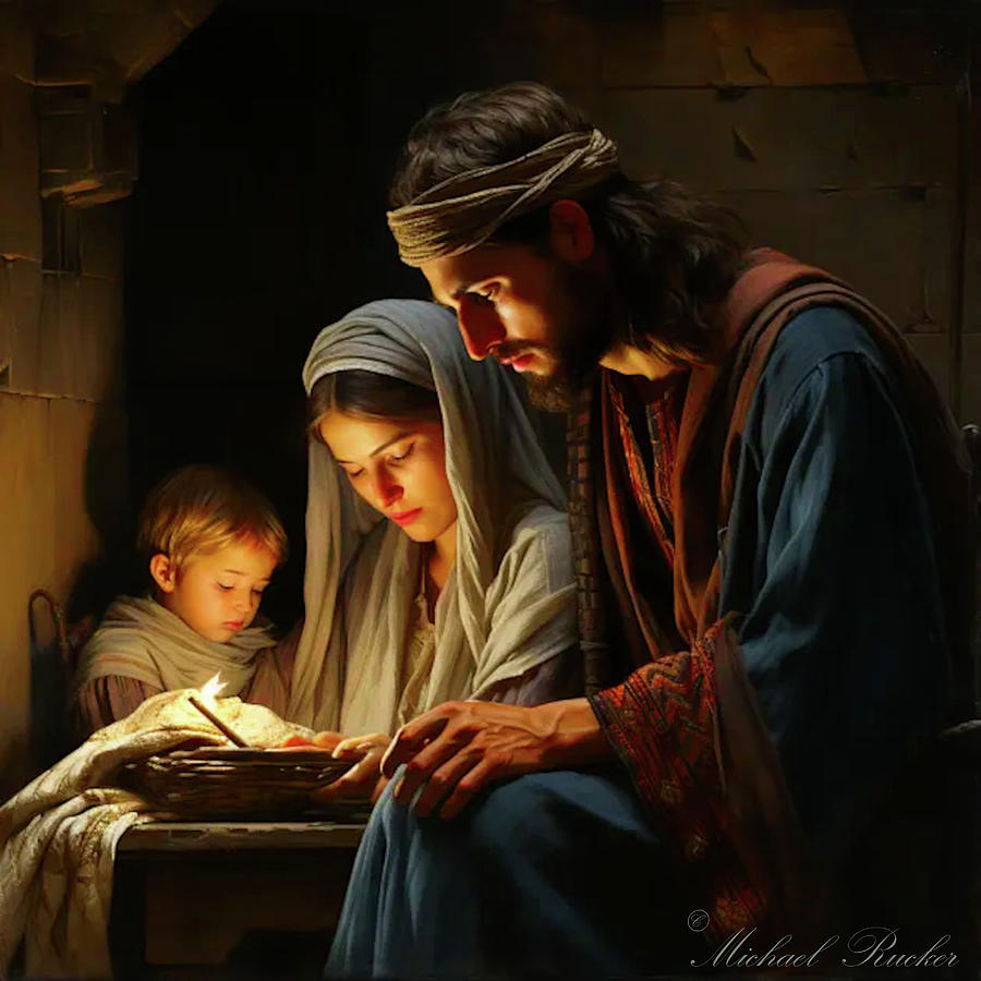 Jesus Mary Joseph Praying Digital Art by Michael Rucker