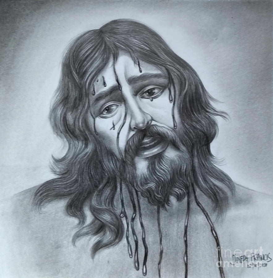Vintage Stunning Picture of JESUS 24/20 Framed Unique Pencil Drawing ART  ❤️m9 | eBay