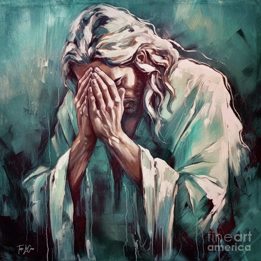 Jesus Praying Painting by Tina LeCour