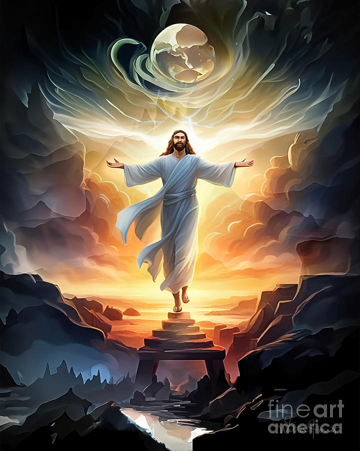 Jesus Religious Painting Mixed Media by Walter Herrit