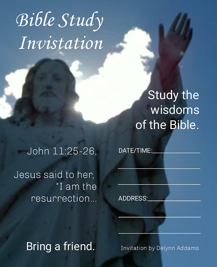 Jesus Resurrection Bible Study Invitation Card Digital Art by Delynn Addams