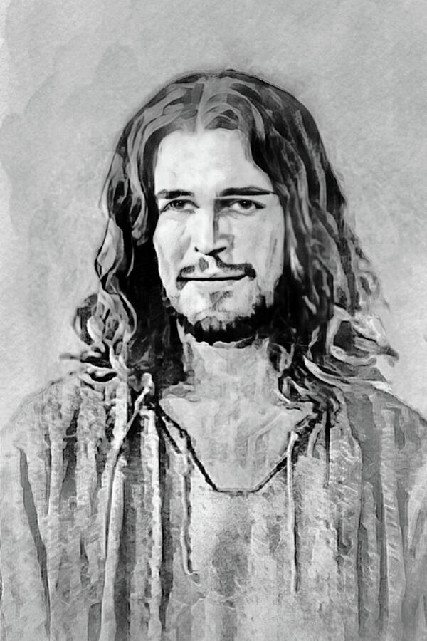 Jesus The Messiah In Black And White Mixed Media