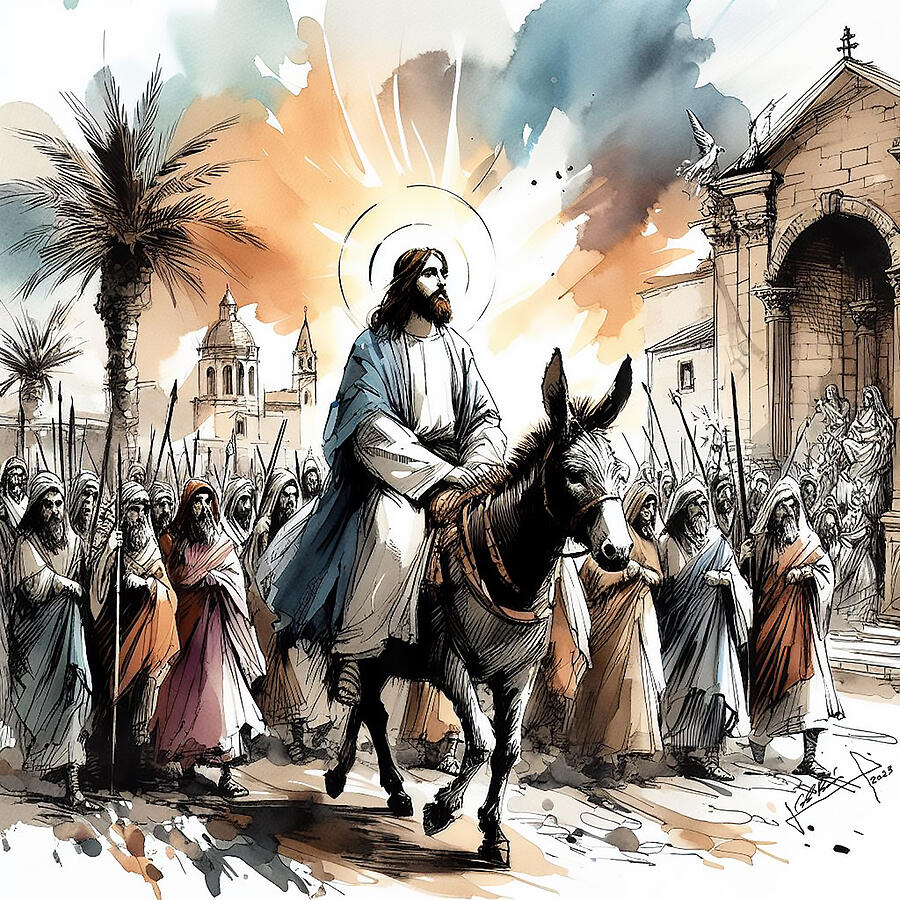 Jesus Triumphal Entry into Jerusalem I Pyrography by Charlie Roman