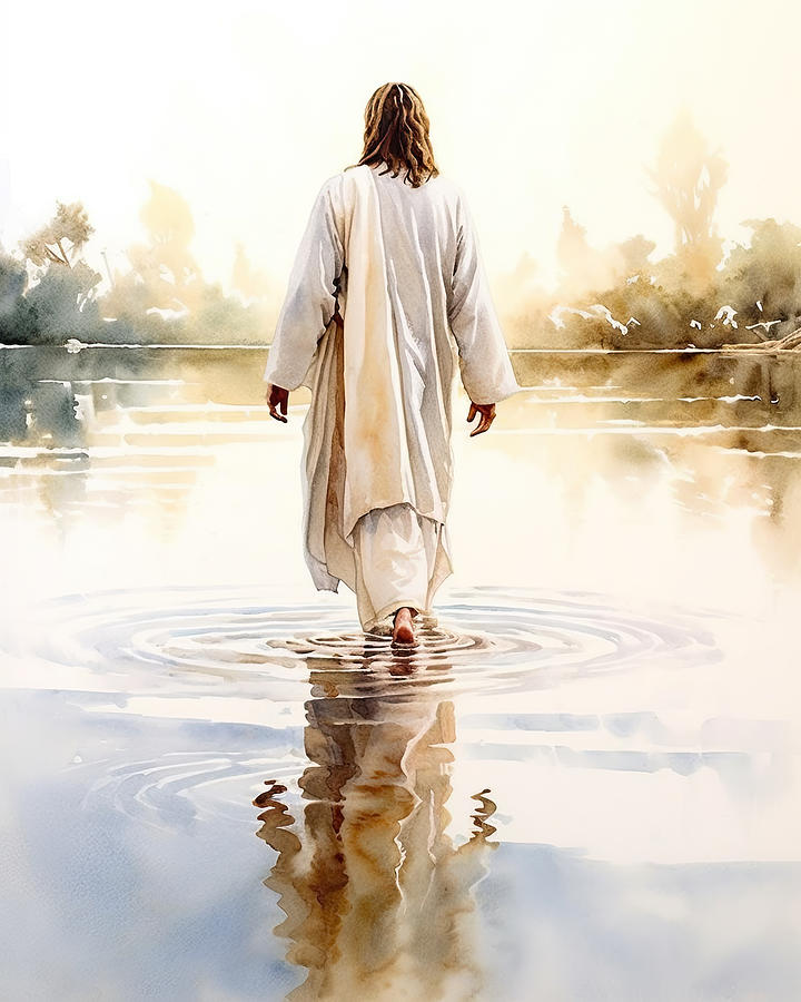 Jesus Walks On Water Watercolor Illustration N3006 Digital Art By Edit 