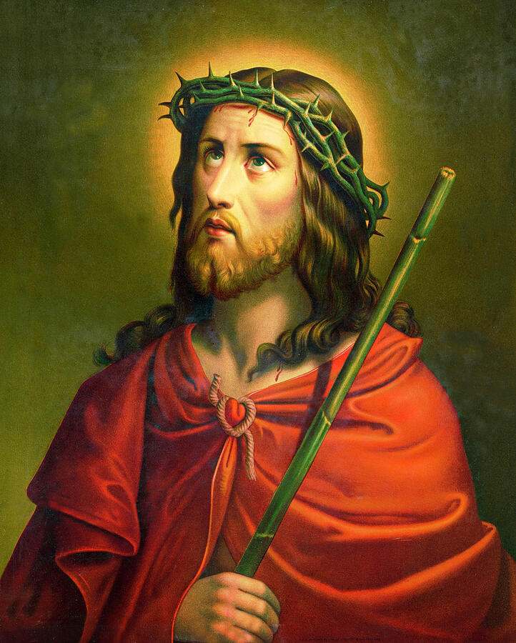 Jesus with Crown of Jesus with Crown of Thorns Painting by Unknown ...