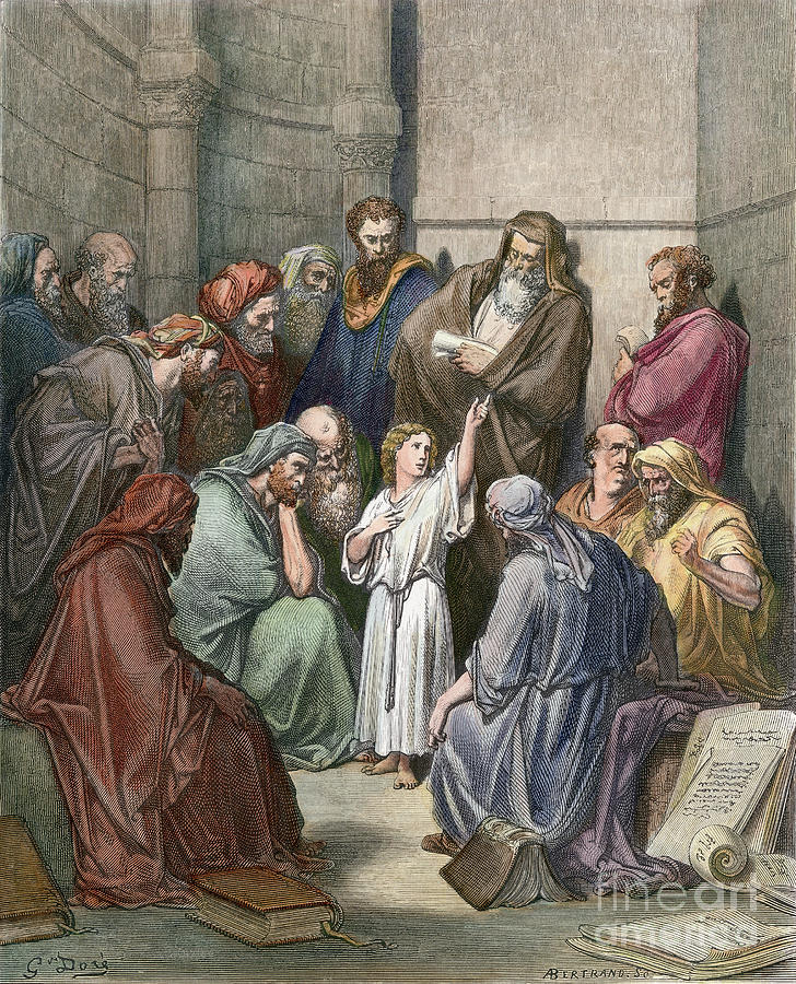 Jesus With Doctors Photograph by Gustave Dore