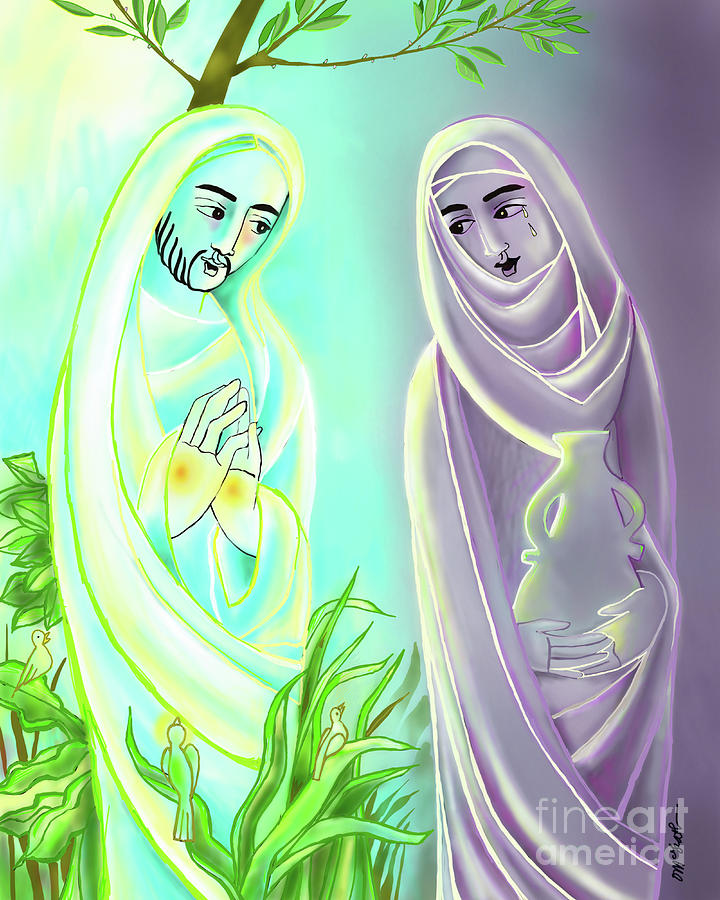 Christ Painting - Jesus with Mary Magdalene - MMJWM by Br Mickey McGrath OSFS