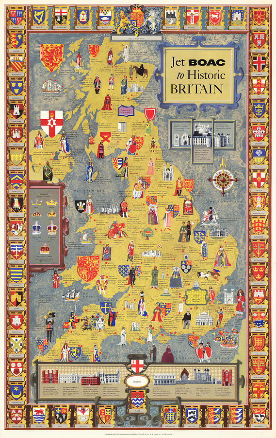 Jet BOAC to Historic Britain - Vintage pictorial map of Great Britain Mixed Media by Boac Jet BOAC to Historic Britain - Vintage pictorial map of Great Britain Mixed Media by Boac