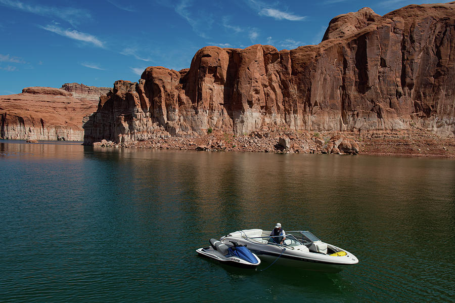 Jet Ski and Runabout Boat on Lake Powell Photograph by Bonnie Colgan