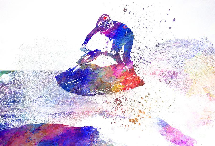 Jet ski in watercolor Painting by Pablo Romero