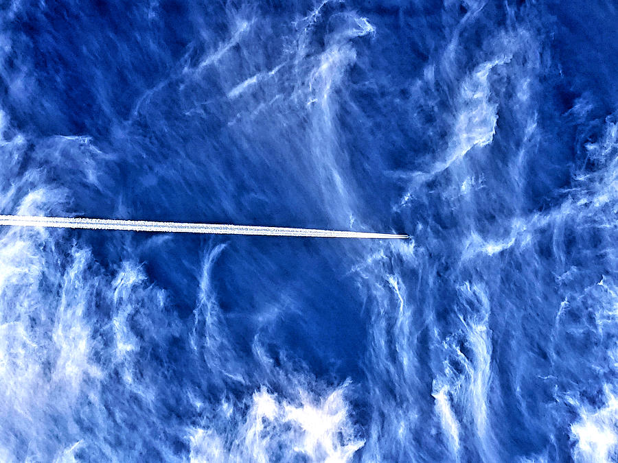 Jet Streaks Across Blue Sky Photograph by David Zumsteg