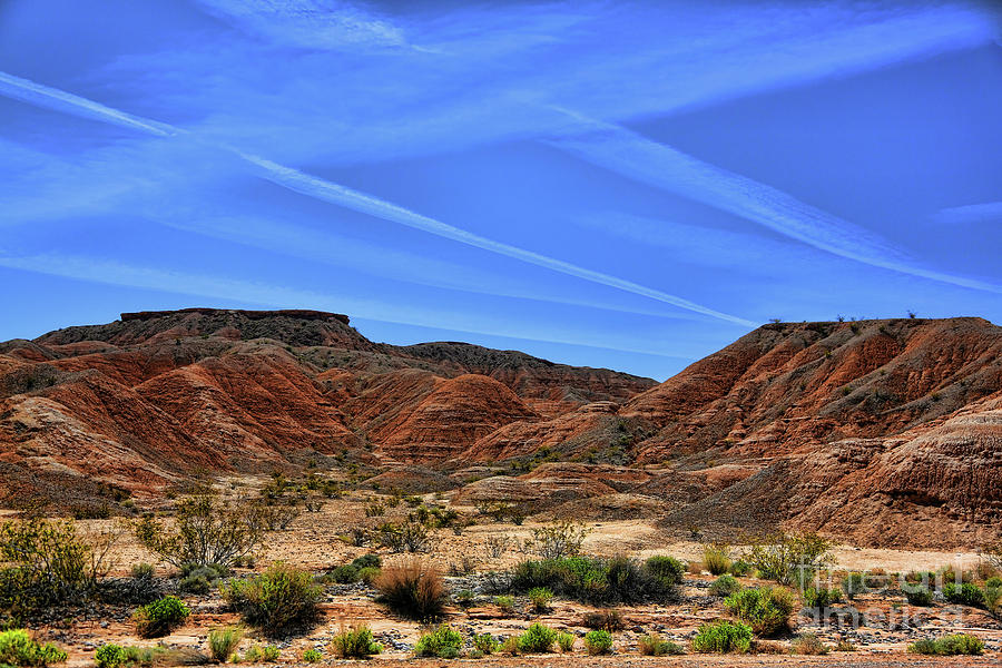 Nature Photograph - Jet Streams over Valley of Fire  by Chuck Kuhn