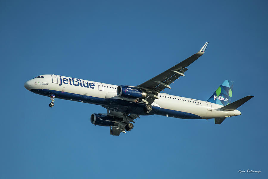 N590JB jetBlue Airways Airbus A321 Arriving Los Angeles International Airport Art Photograph by Reid Callaway