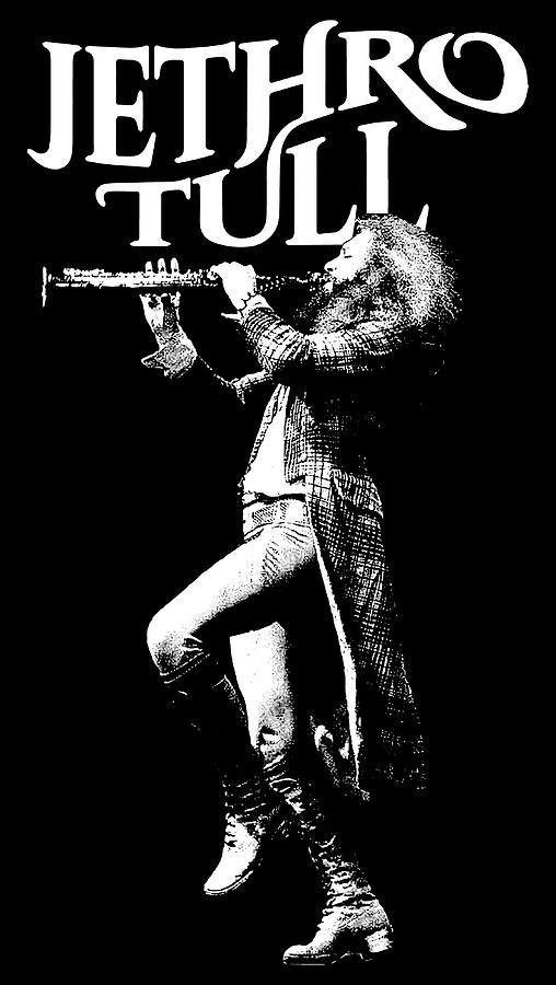 Jethro Tull Flute Black Poster retro Painting by Rose Hunt Fine Art