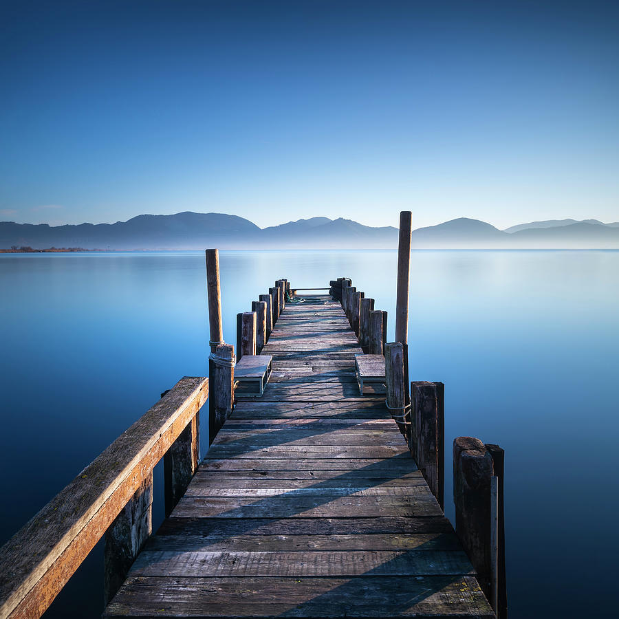 Jetty in Blue Morning  Photograph by Stefano Orazzini