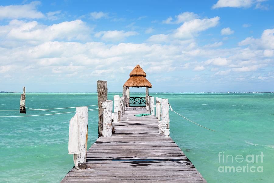 Jetty on the turquoise sea, Cancun, Mexico Photograph by Matteo Colombo