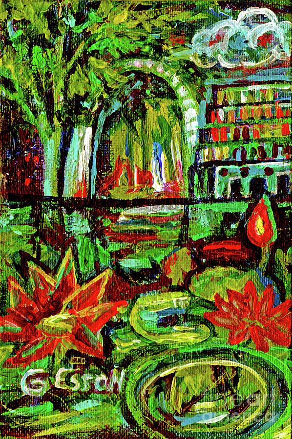 St. Louis Painting - Jewel Box With The St. Louis Arch and Lotus by Genevieve Esson