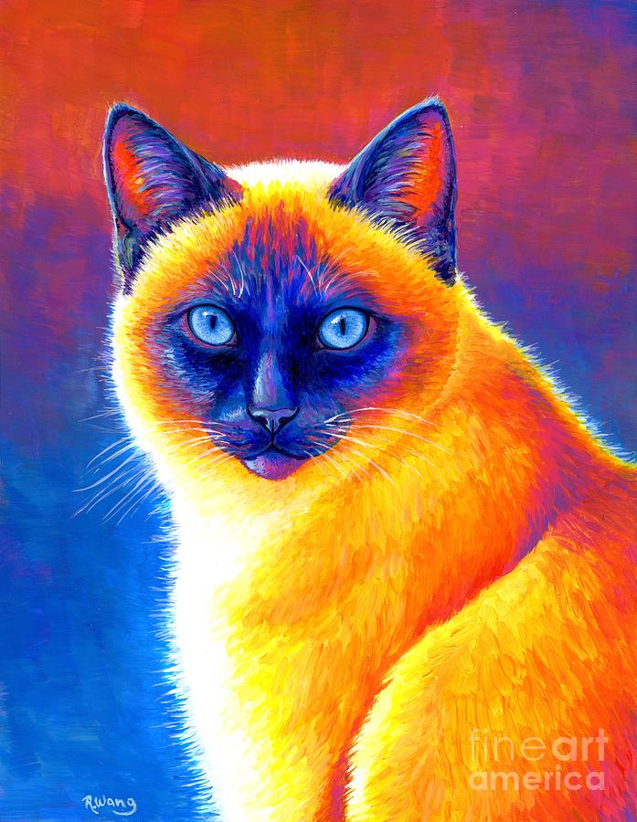 Jewel of the Orient - Colorful Siamese Cat Painting by Rebecca Wang