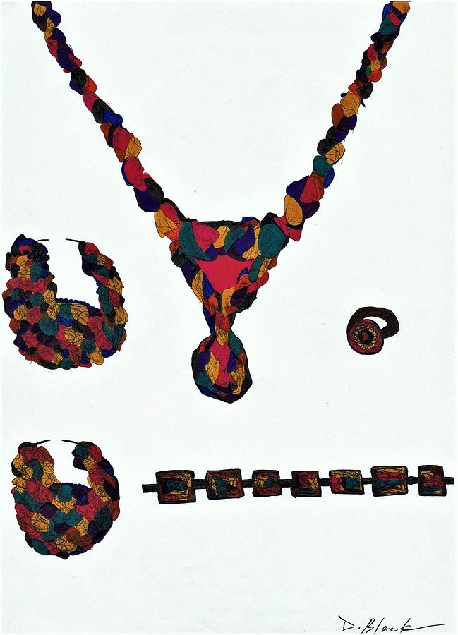 Jewelry Pieces Drawing by Darrell Black
