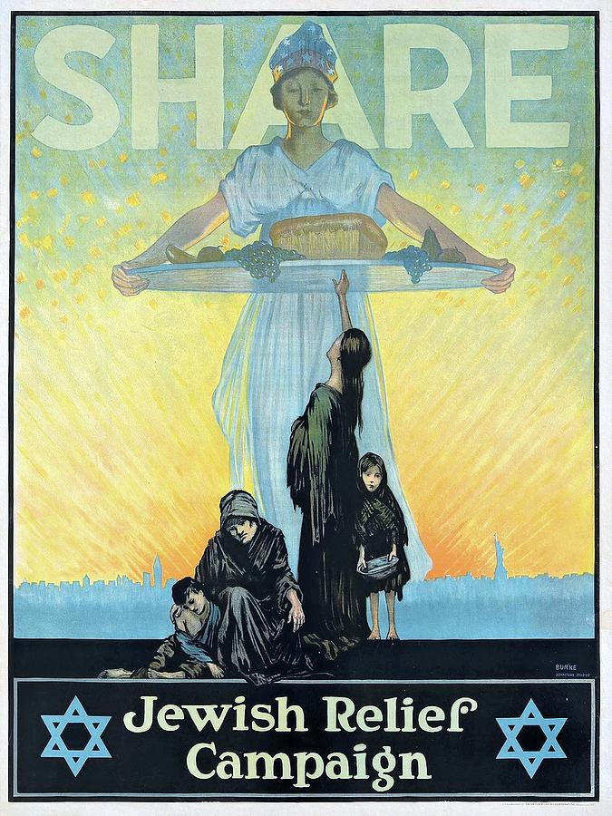 Jewish Relief Campaign 1915 poster Painting by Vincent Monozlay