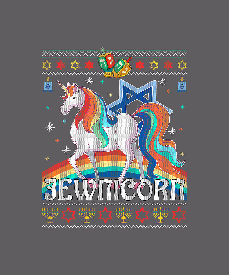 Jewnicorn Jewish Holiday Sweater Womens Funny Unicorn Hanukkah Sweater