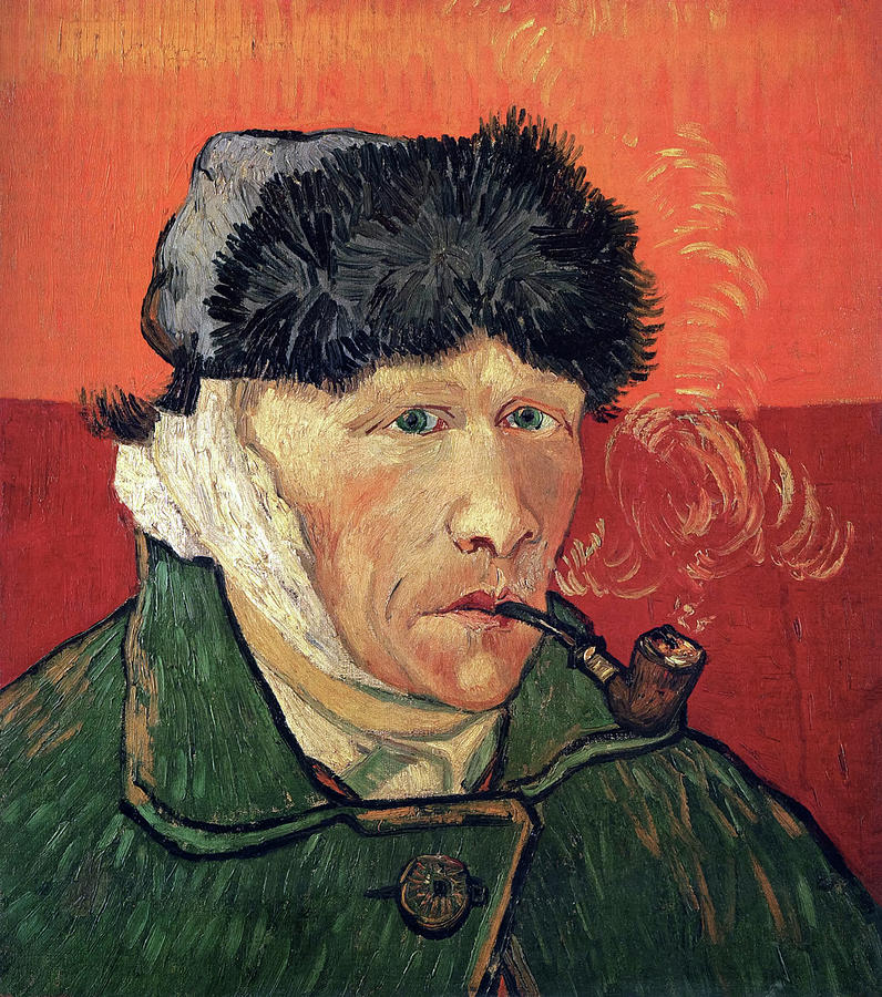 Vincent Van Gogh Painting - Self-Portrait with Bandaged Ear and Pipe by Vincent van Gogh by Mango Art