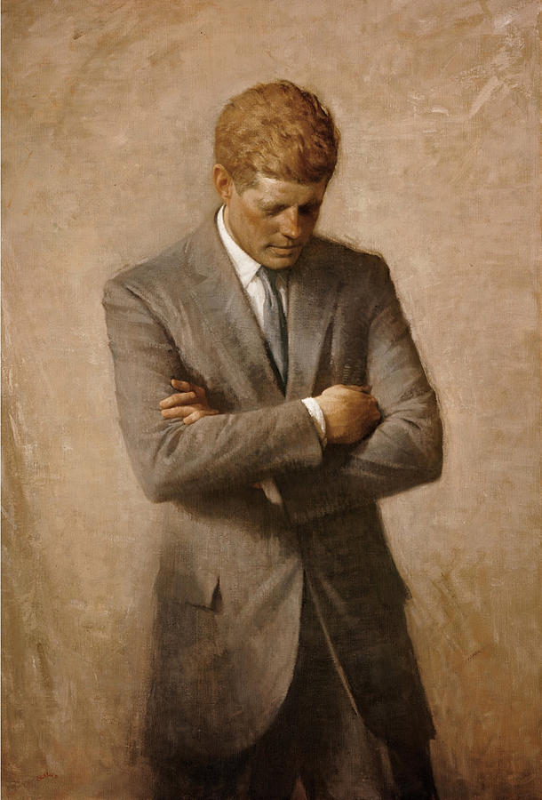 JFK John F Kennedy Official Presidential Portrait Painting by Tony Rubino