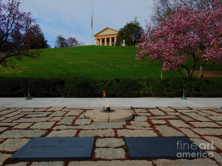 JFK Kennedy Eternal Flame Arlington Cemetery March Photograph by GJ Glorijean