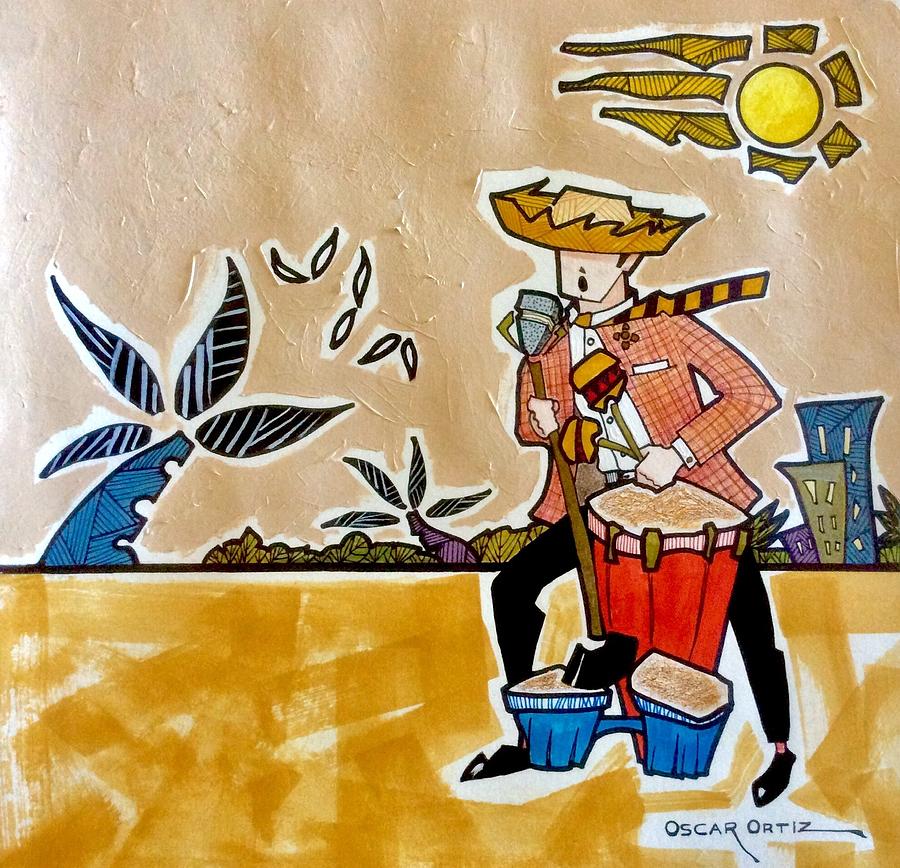 Music Painting - Jibaro Con Tumbao by Oscar Ortiz