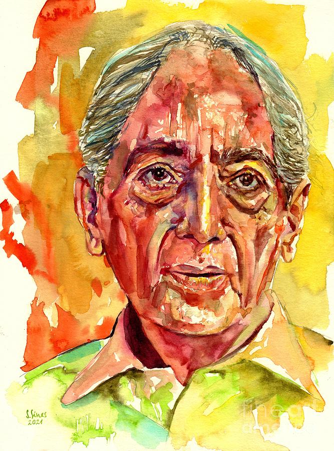 Portrait Painting - Jiddu Krishnamurti by Suzann Sines