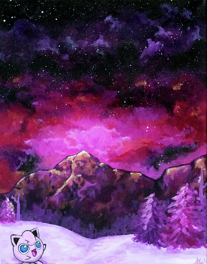 Jigglypuffs Winter Wonderland Painting by Ashley Wright
