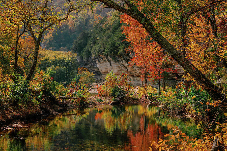 Fall Photograph - Jim Bluff Autumn Splendor - Buffalo National River, Arkansas by Jeff Rose