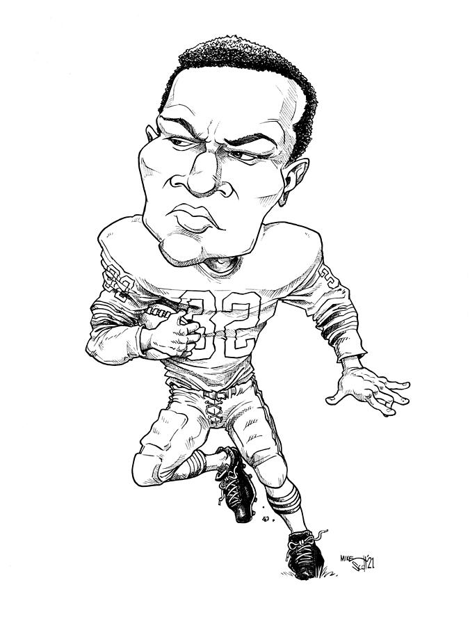 Jim Brown Drawing by Mike Scott