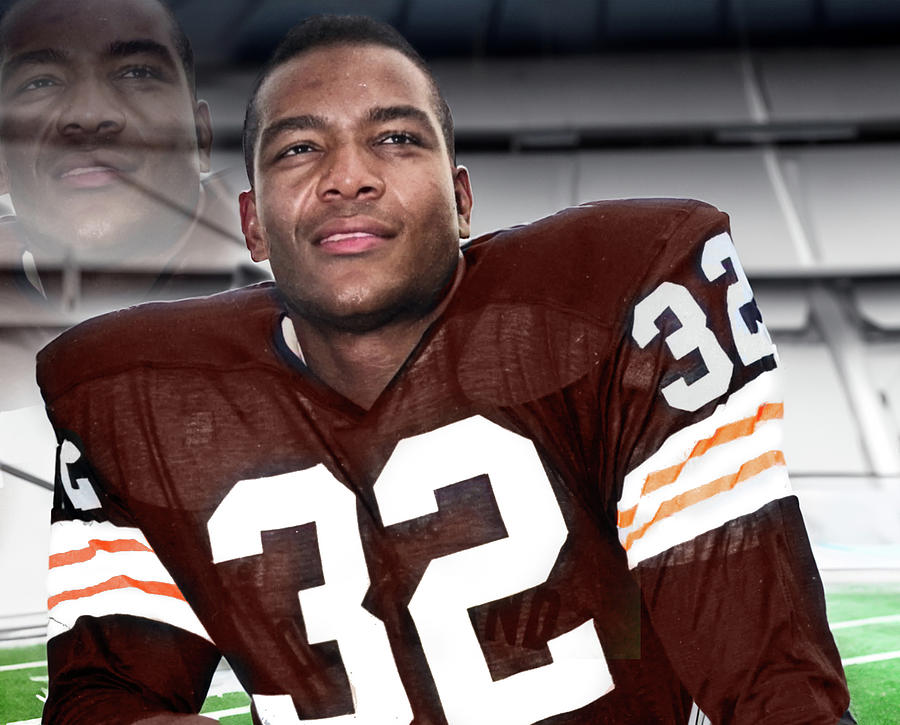 Jim  Brown the Cleveland Running Back Mixed Media by Pheasant Run Gallery
