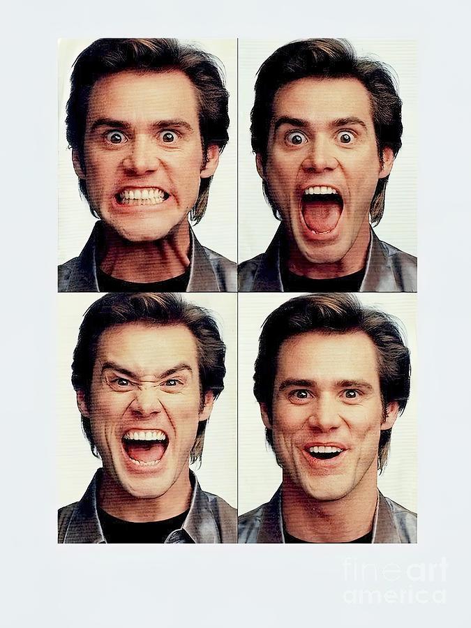 Jim Carrey faces in color Painting by Evans Julie | Fine Art America