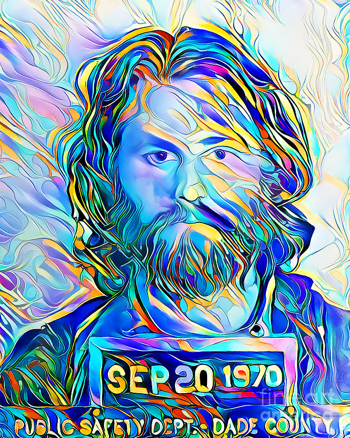 Jim Morrison Doors Mugshot in Vibrant Painterly Wavy Colors 20200523 Photograph by Wingsdomain Art and Photography
