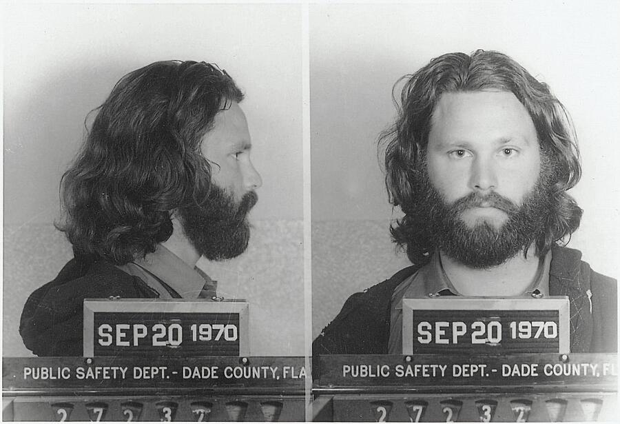 Criminal Record Photograph - Jim Morrison Mug Shot  by Dade County Mug shot - Linda Howes Website