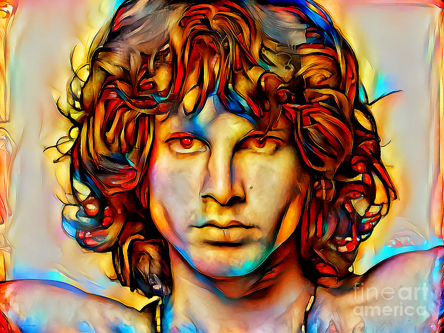 Jim Morrison The Doors in Vibrant Contemporary Priimitivism Colors 20200717v3 Photograph by Wingsdomain Art and Photography