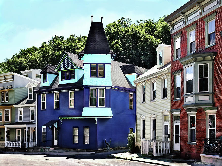 Jim Thorpe PA - Street With Blue Building Photograph by Susan Savad