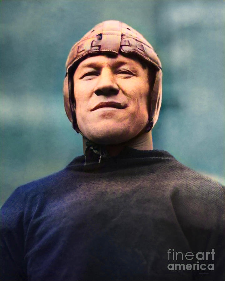 Babe Ruth Photograph - Jim Thorpe Vintage Football Colorized 20210429 by Wingsdomain Art and Photography
