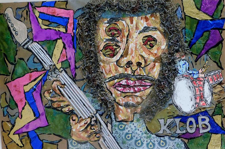 jimi DemiGod Of Electronic-ized Guitar Mixed Media by Kevin OBrien