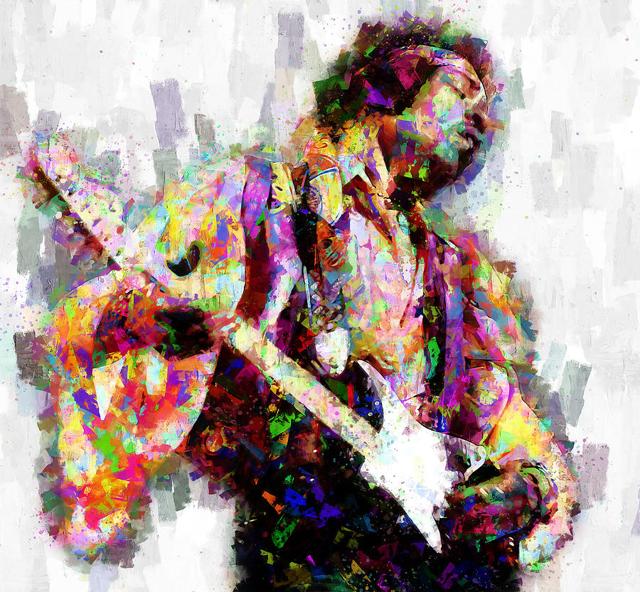 Jimi Hendrix - 09 Painting by AM FineArtPrints