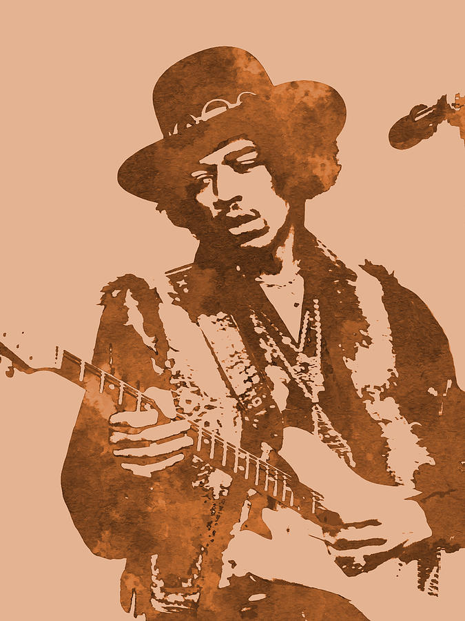Jimi Hendrix 10b Mixed Media by Brian Reaves