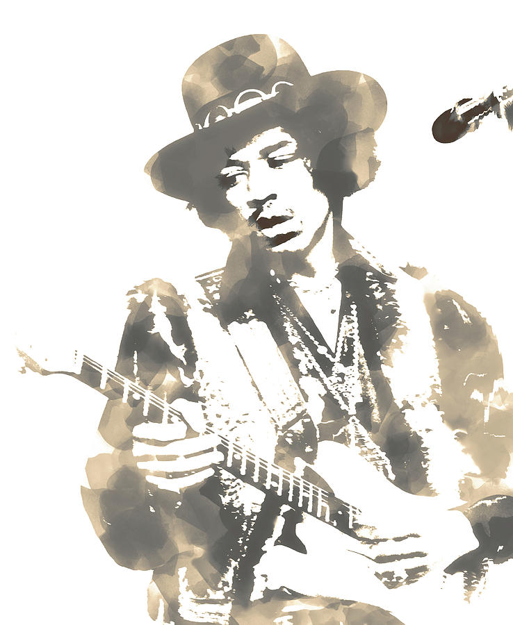 Jimi Hendrix 7k Mixed Media by Brian Reaves