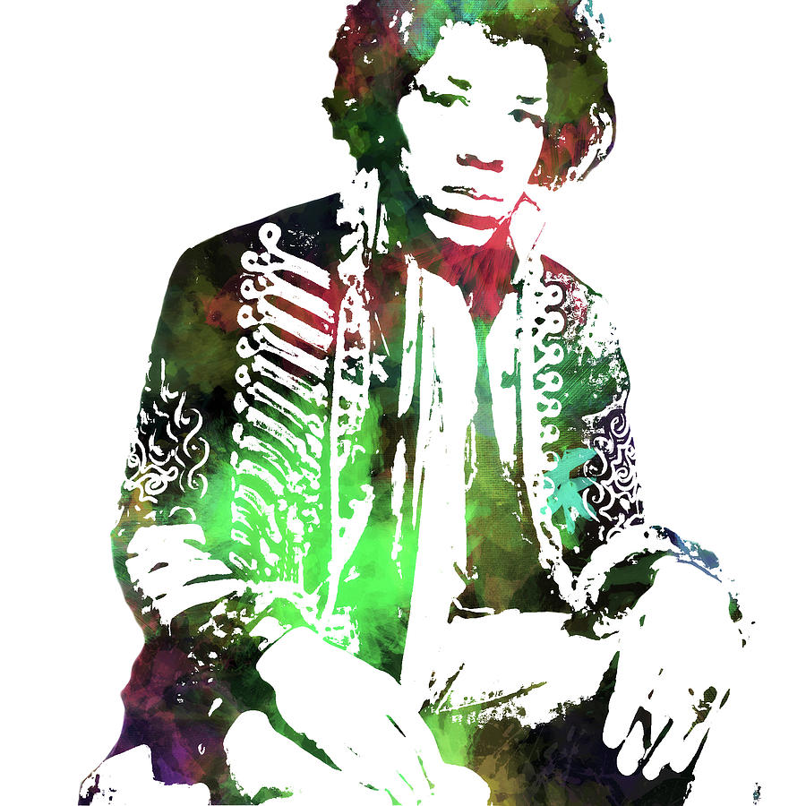 Jimi Hendrix 7o Mixed Media by Brian Reaves