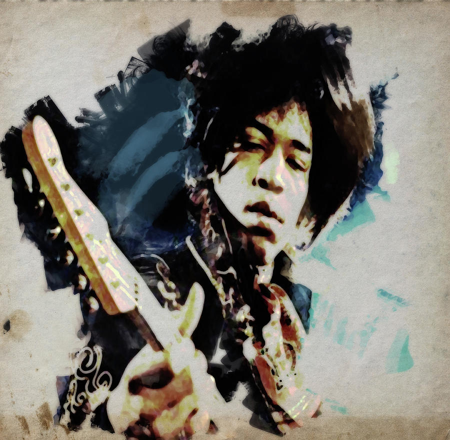 Jimi Hendrix 8r Mixed Media by Brian Reaves