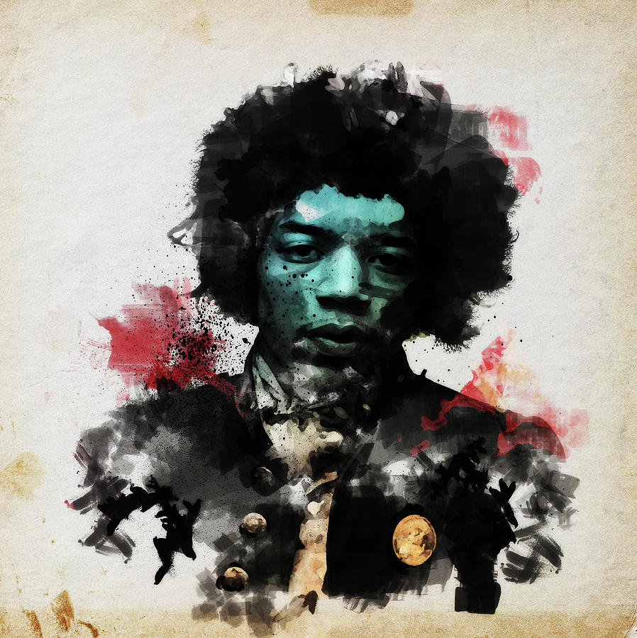 Jimi Hendrix 8s Mixed Media by Brian Reaves