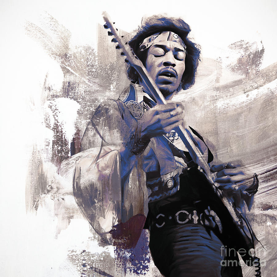 Jimi Hendrix art 3e Painting by Gull G