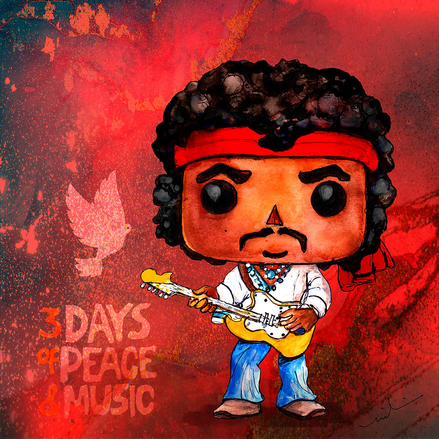 Jimi Hendrix Funko Pop Painting by Miki De Goodaboom